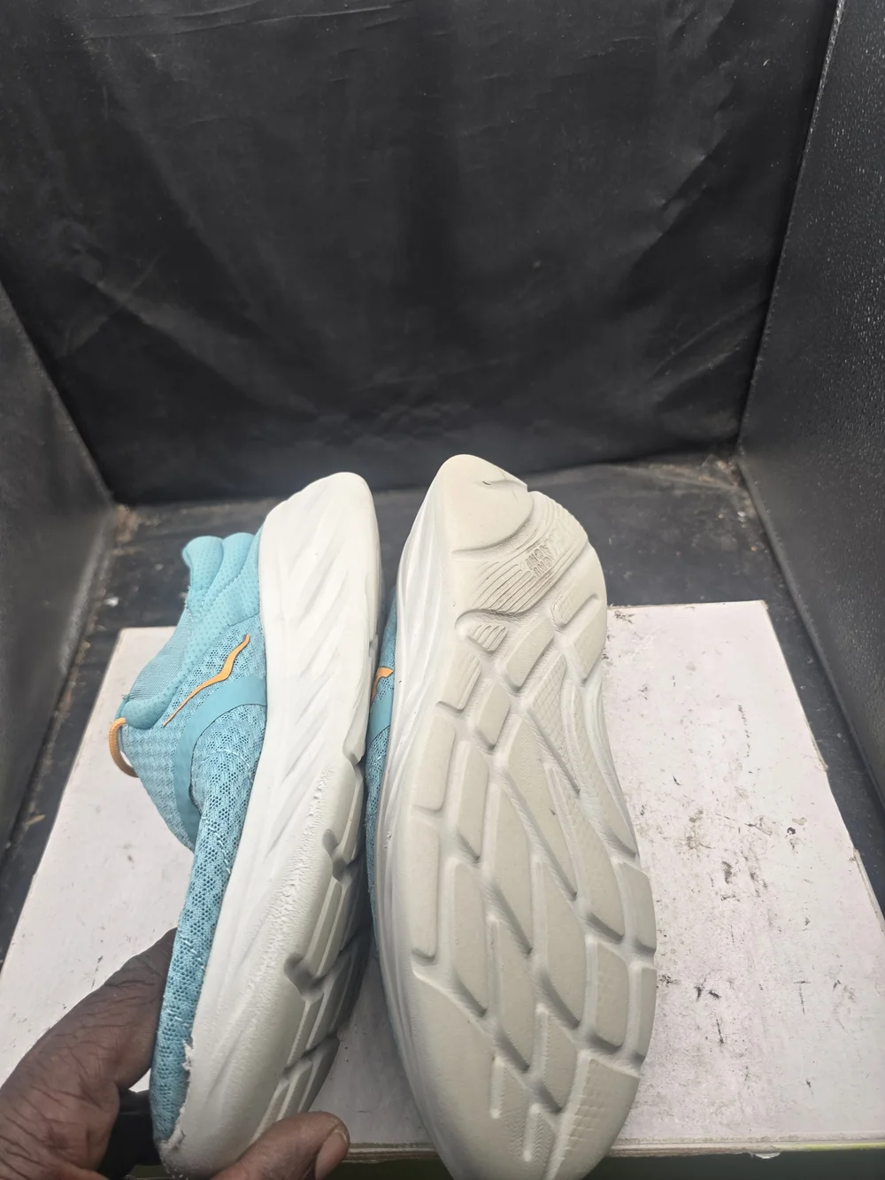 Hoka Women's Slip-On Athletic Shoes in Teal with Orange Accents
